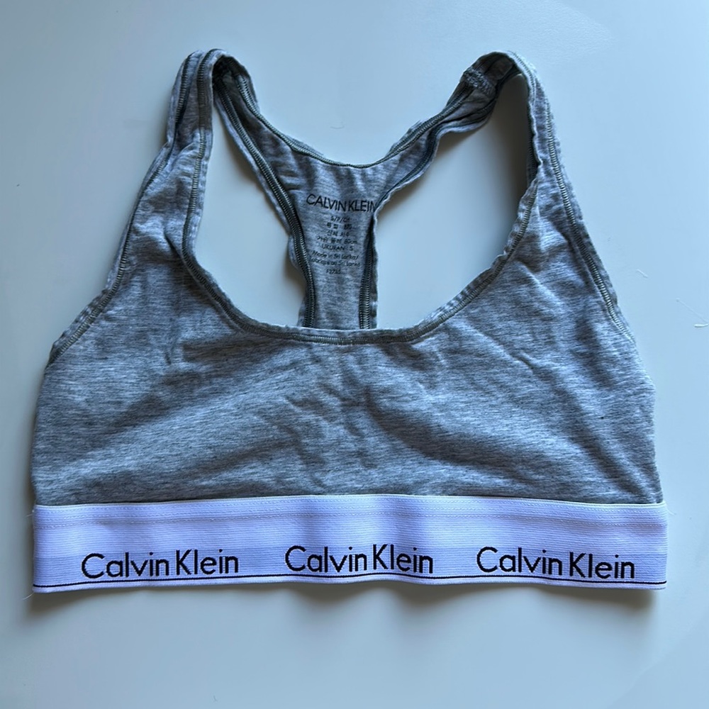 Calvin Klein cotton sports bra in grey